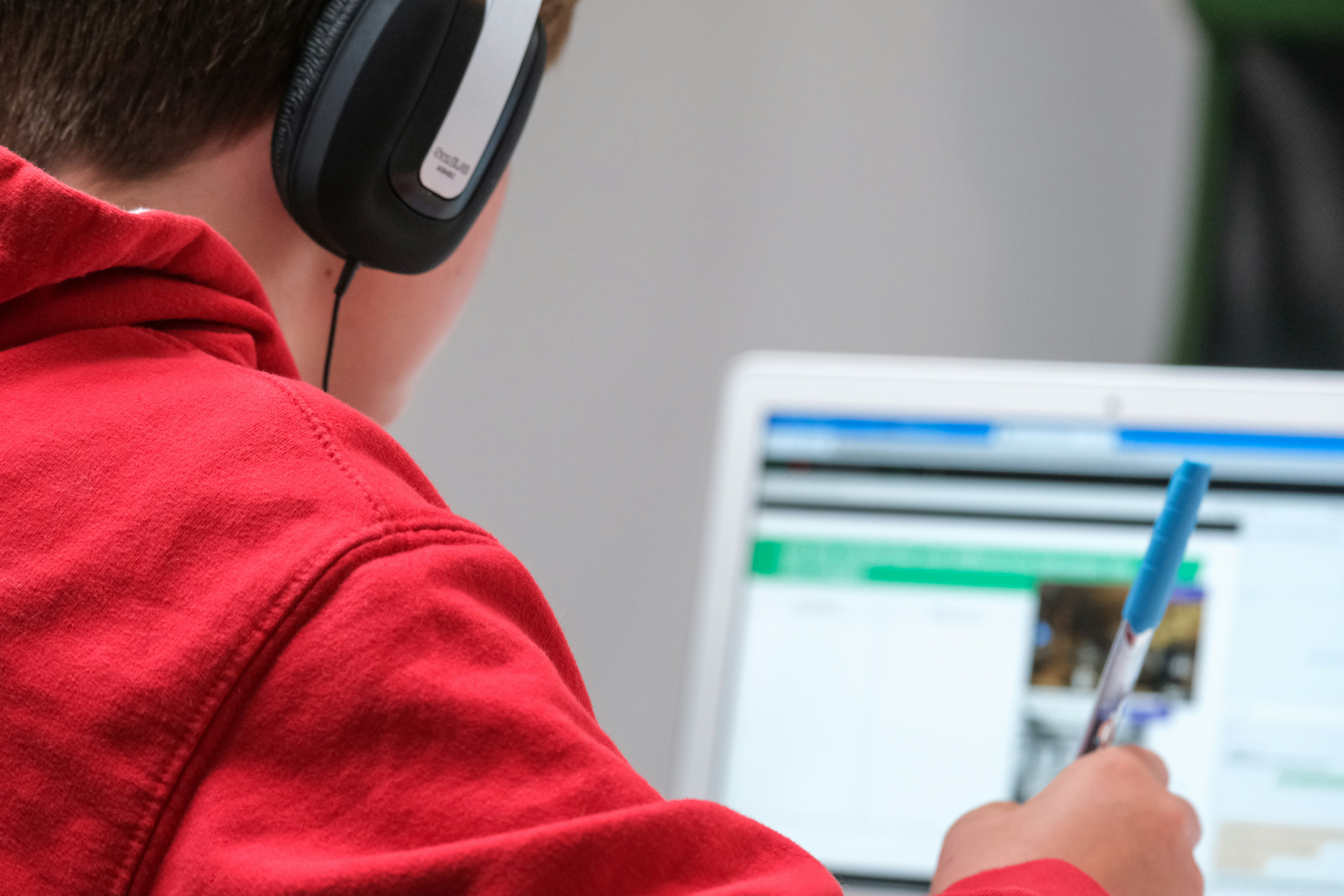 Student doing schoolwork on computer